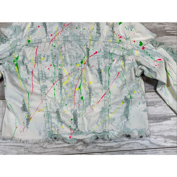 Red Fox Denim Destress Tie Dye Womens Jacket Size S Unique - Picture 8 of 11